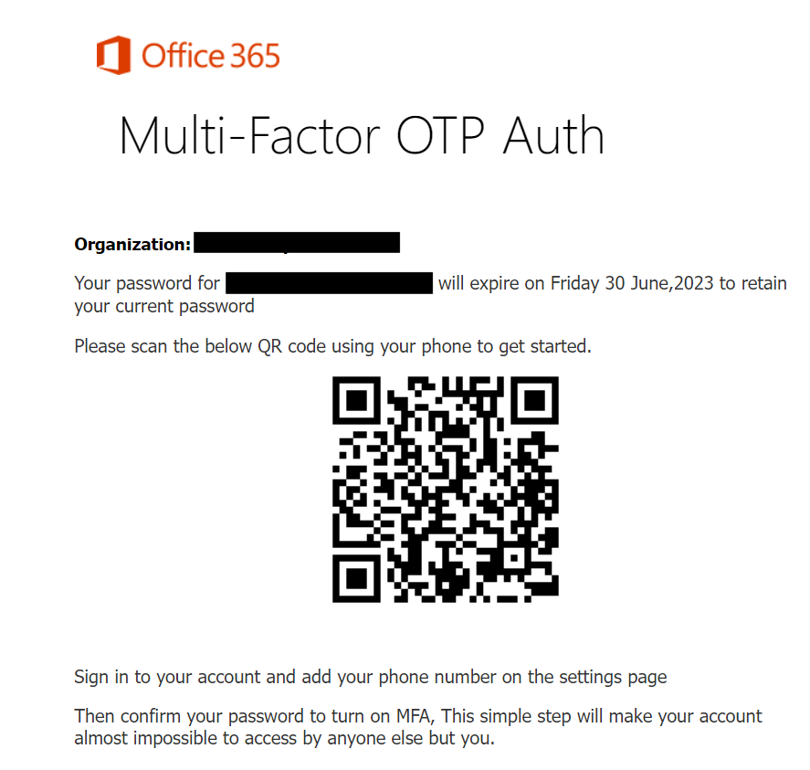 Example quishing email with malicious QR code disguised as legitimate business communication