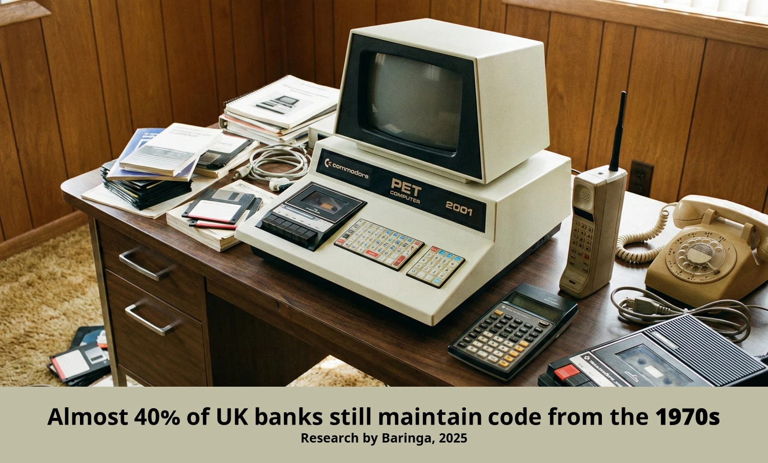Vintage 1970s computing equipment - Almost 40% of UK banks still maintain code from the 1970s according to Baringa research
