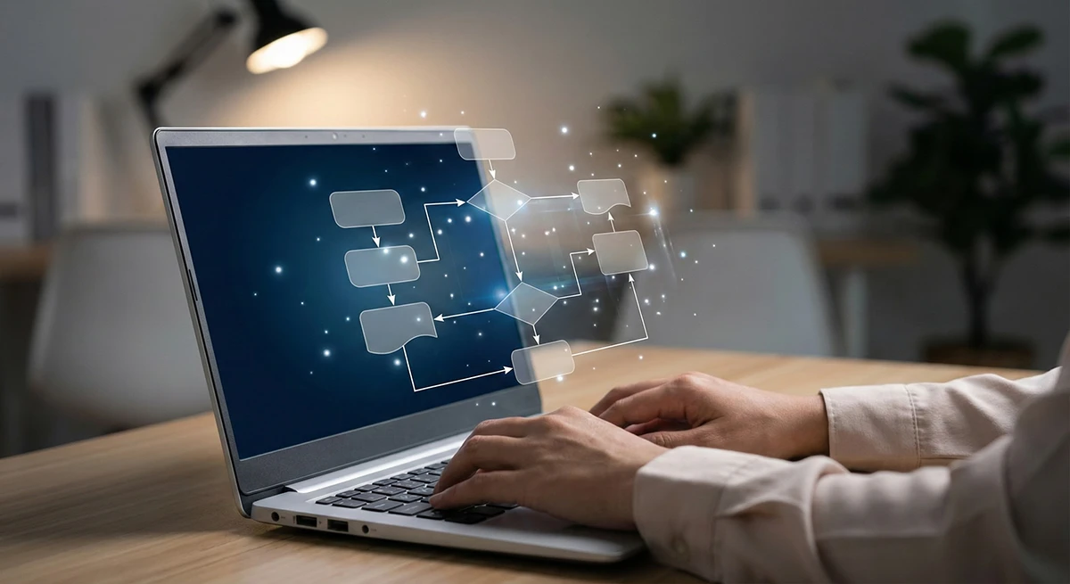 Business process planning and automation concept illustration