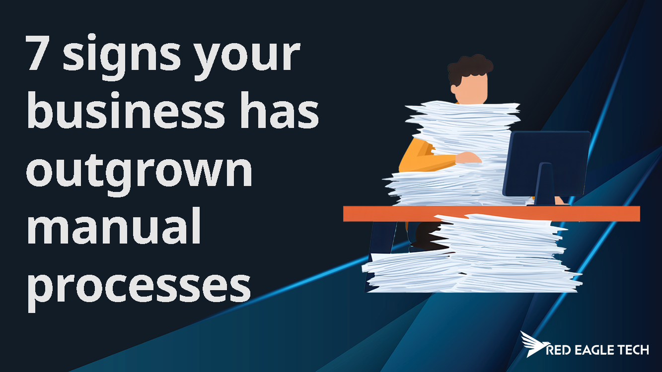 Business team struggling with manual paperwork