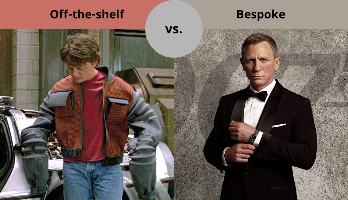 Off-the-shelf vs bespoke comparison - an ill-fitting jacket versus a perfectly tailored suit